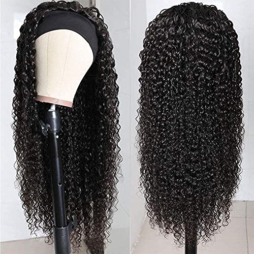 Trilumity Headband Half Deep Wave Human Hair - Natural Black Hair Replacement Wig