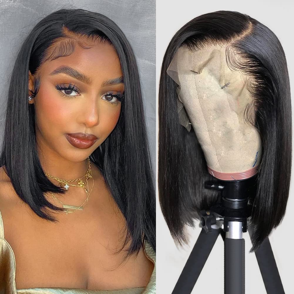 Trilumity Straight Bob 13X4 Straight Human Hair - Natural Black Hair Replacement Wig