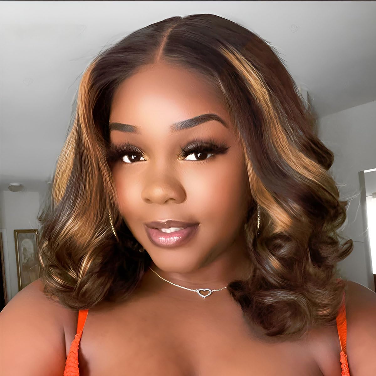 Trilumity Highlight Loose Short Bob Human Hair - Natural Black Hair Replacement Wig