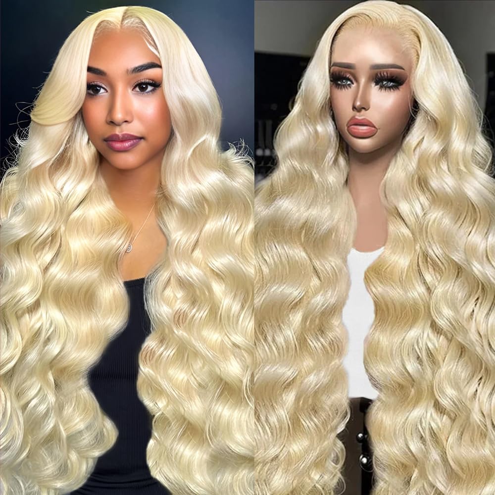 Trilumity 613 13X6 Blonde Hd Body Wave Human Hair - Natural Black Hair Replacement Wig