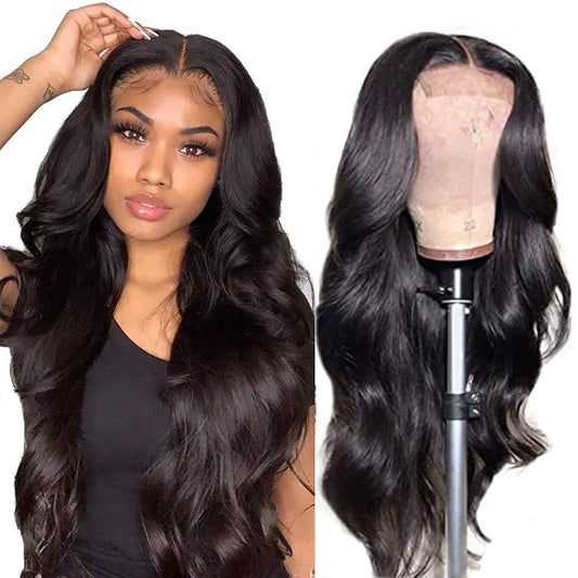 Trilumity With Baby Hair Body Wave Human Hair - Natural Color Hair Replacement Wig
