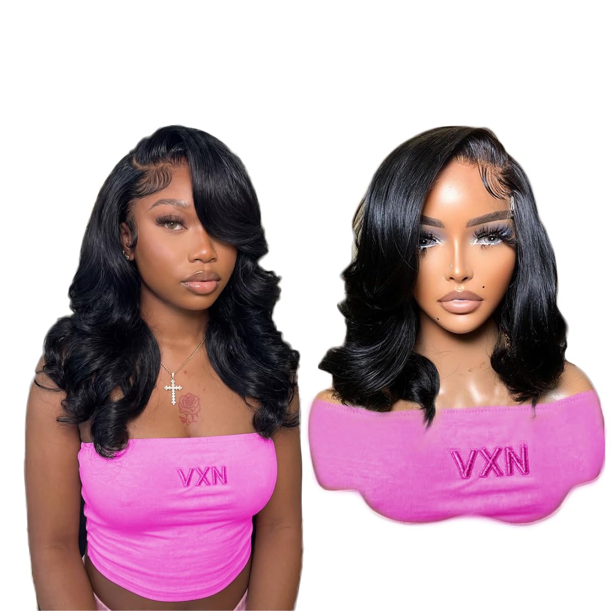 Trilumity Bob 13X6 Front Short Body Wave Human Hair - Natural Black Hair Replacement Wig