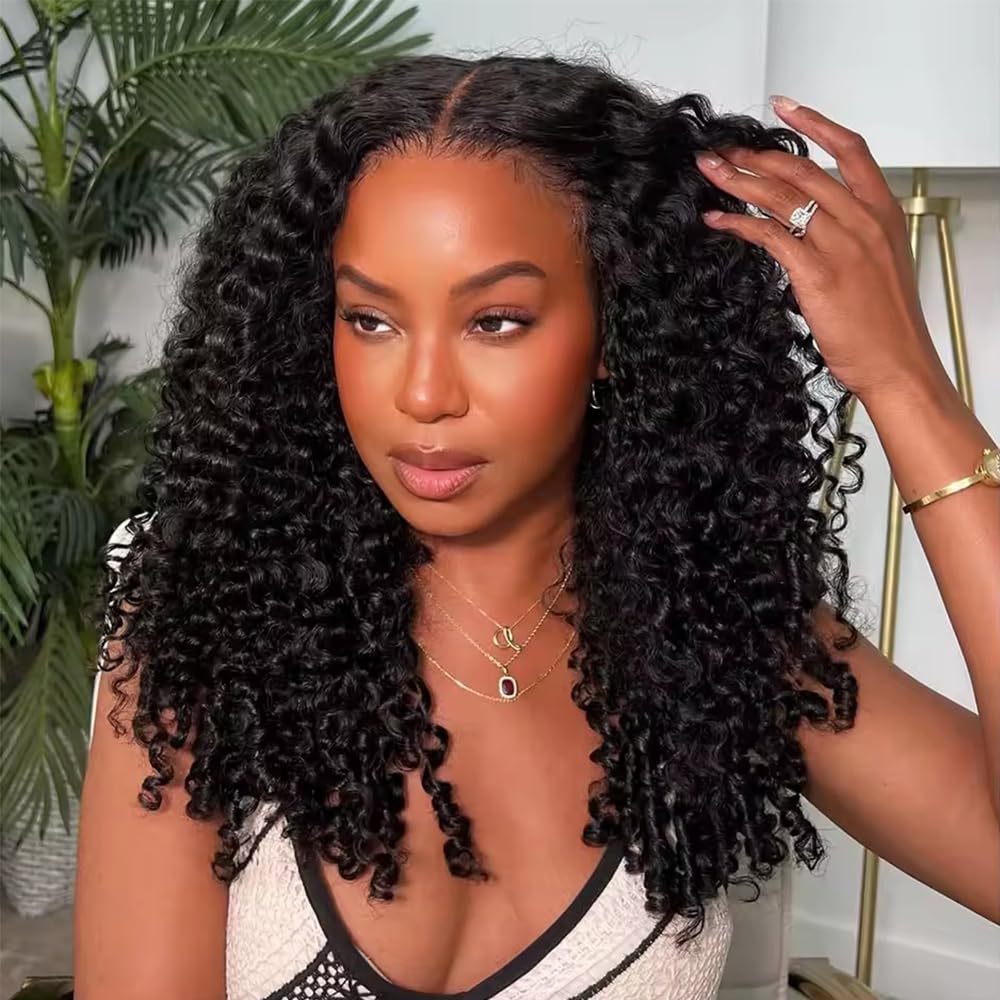 Trilumity Burmese Half 180 Curly Human Hair - Natural Black Hair Replacement Wig