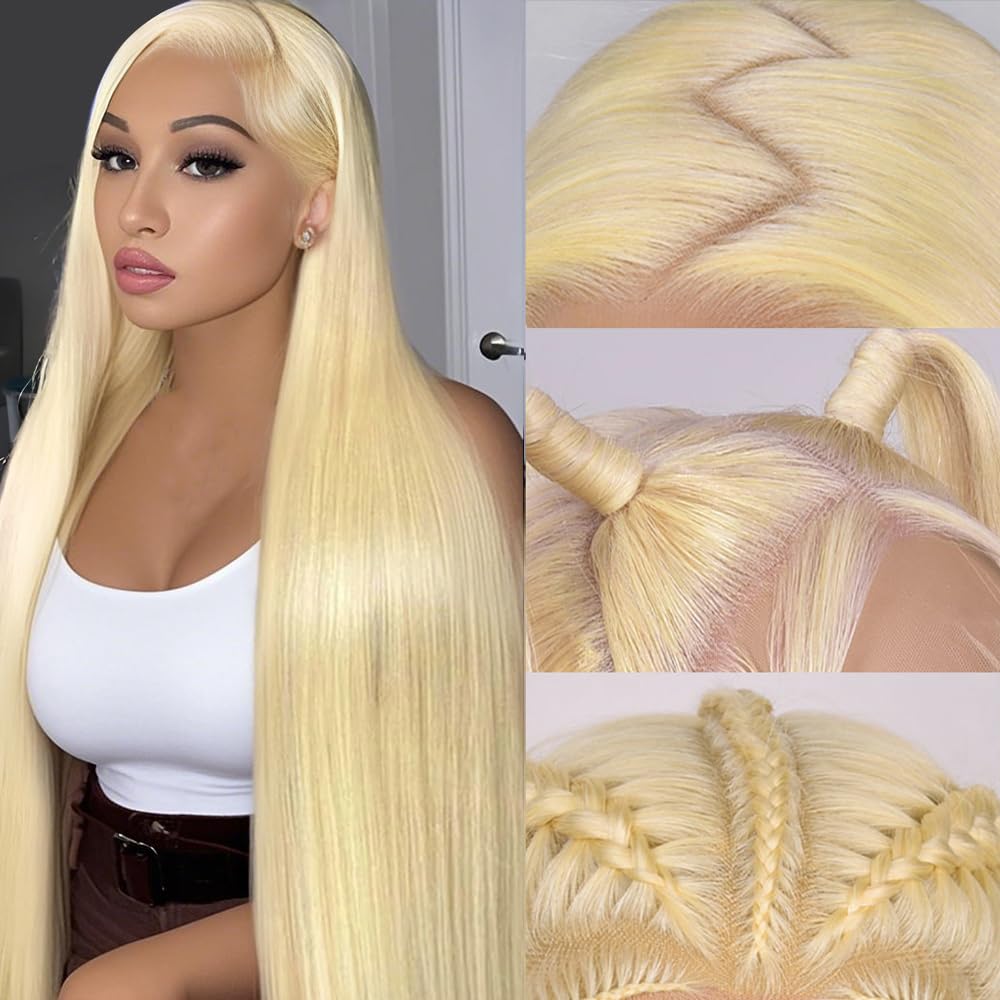 Trilumity 613 Straight Blonde 613 Straight Human Hair - Natural Black Hair Replacement Wig