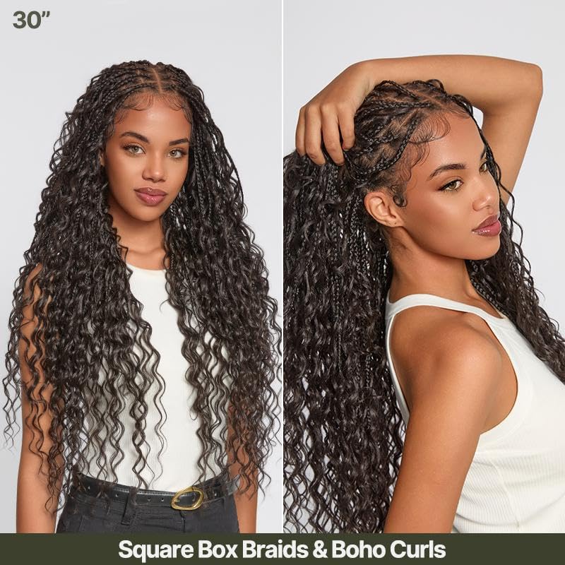 Trilumity Braided Straight 100% Human Hair - Natural Black Hair Replacement Wig