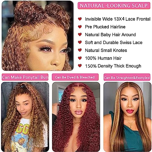 Trilumity Highlight Ombre 13X4 Deep Wave Human Hair - Honey Blonde Hair Replacement Wig