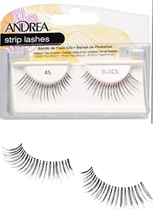 Trilumity Strip Style 45 Faux Mink Fiber - Black False Lashes