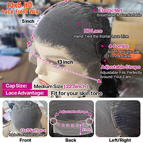 Trilumity 13X5 Small Knots Body Wave Human Hair - Natural Black Hair Replacement Wig