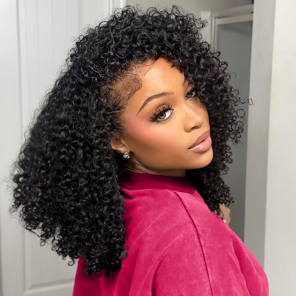 Trilumity Kinky Half Wear Curly Human Hair - Natural Black Hair Replacement Wig