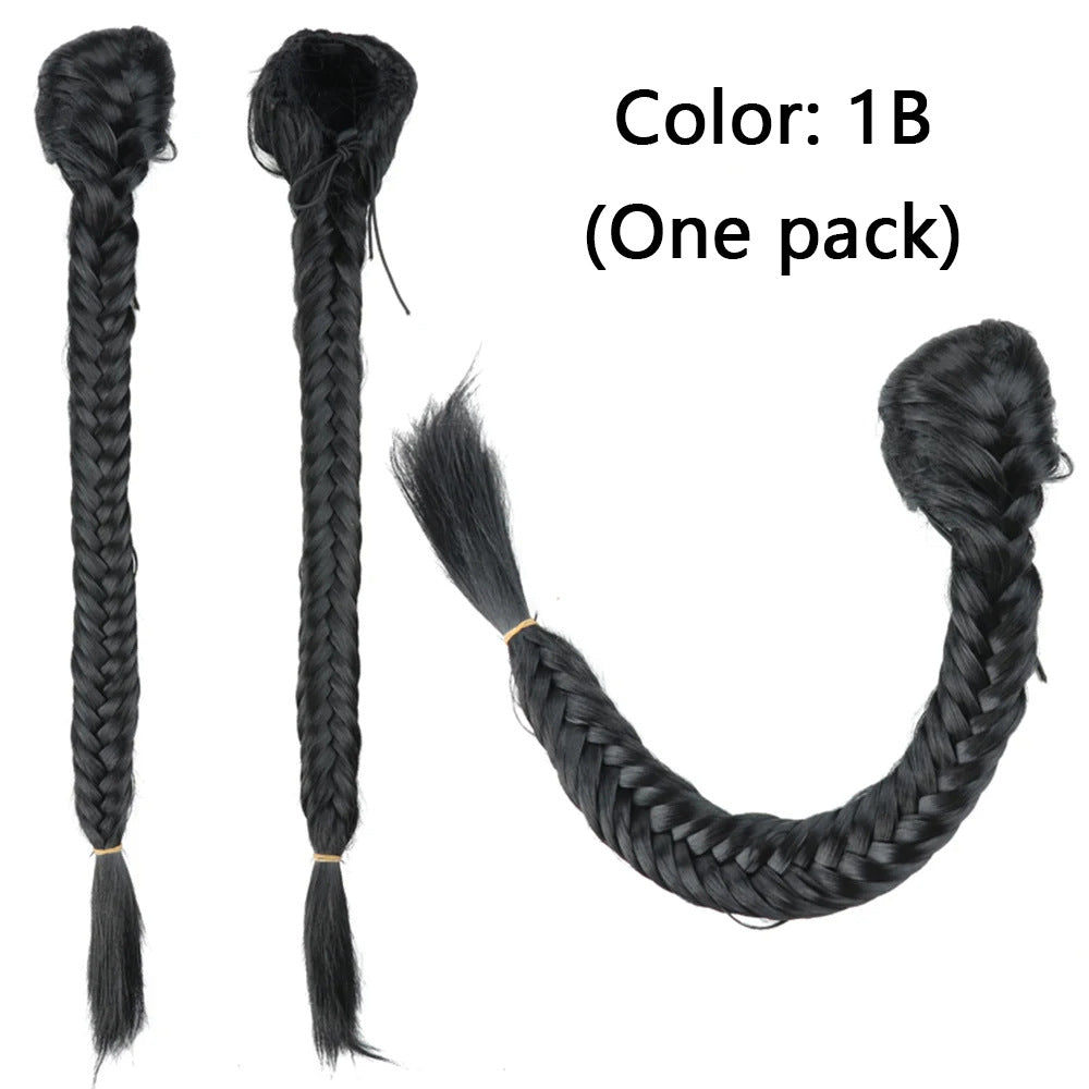 Trilumity Braided Ponytail in 1B, hair texture close-up