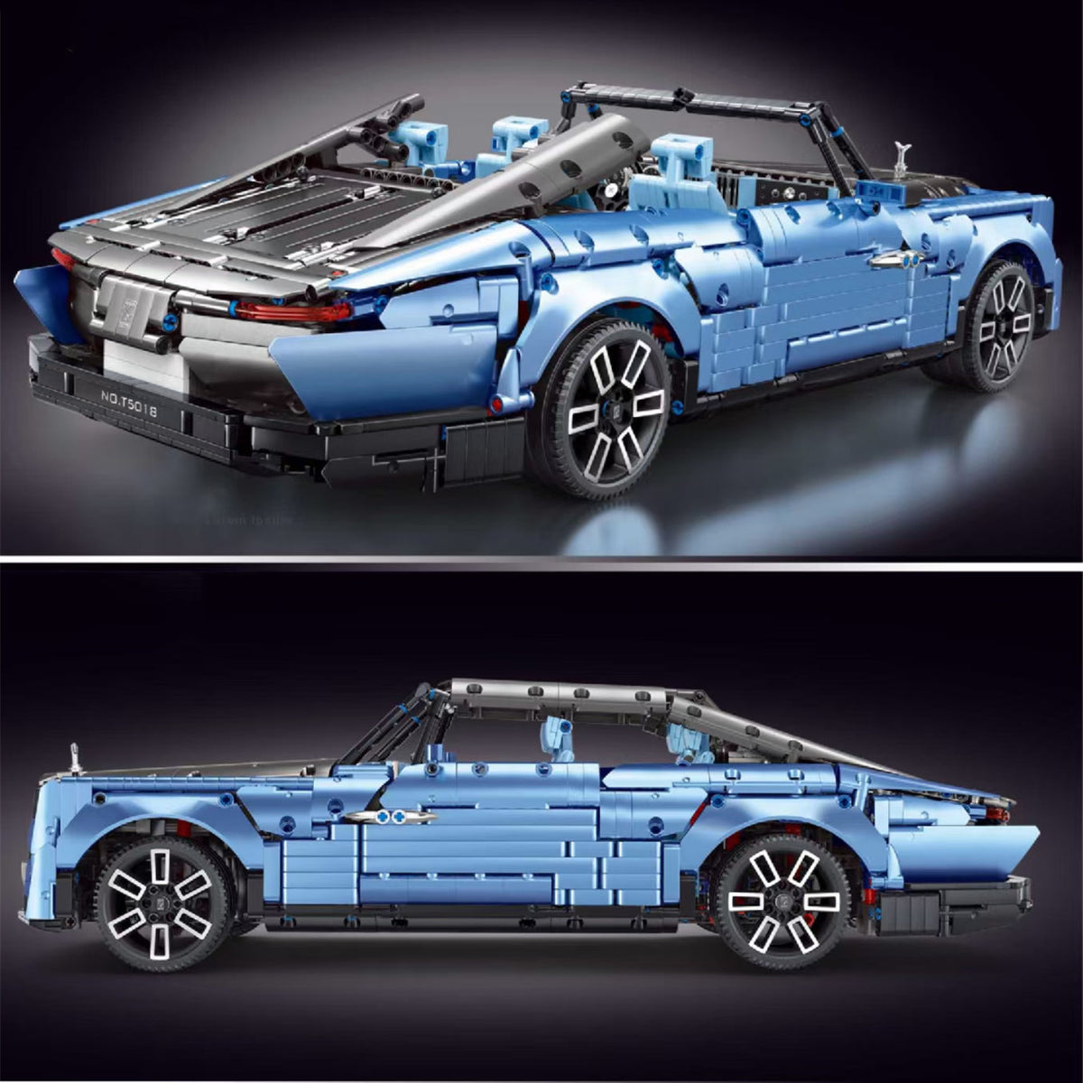 Trilumity Rolls-Royce Boat Tail with Rear Wine Cabinet, Removable Convertible Top Building Block Set, 1:8 Scale, Remote Control, 2,903-Piece