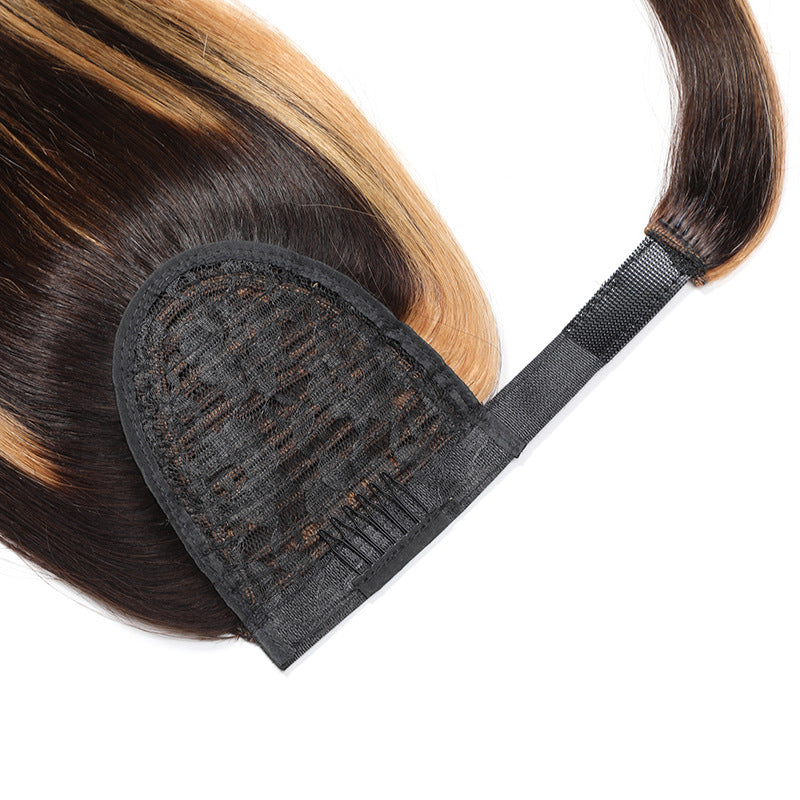 Trilumity Straight Ponytail in Black, three-quarter view