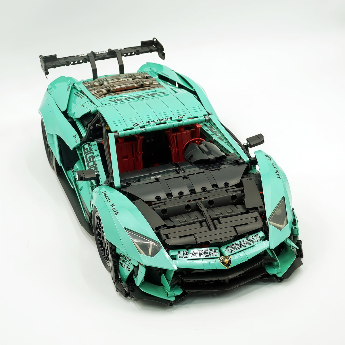 Trilumity Building Block Set: 1:8 Lamborghini Aventador Svj Lbwk | Baked Enamel Mint Green Limited Bull Widebody Supercar (4990+-Piece)