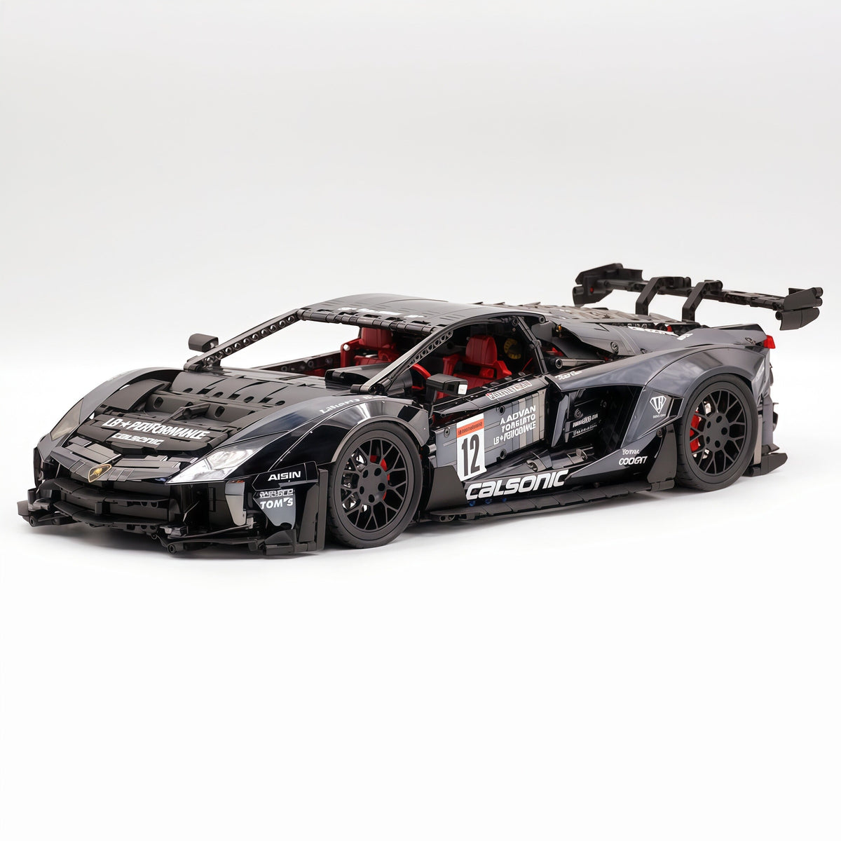 Trilumity Building Block Set: 1:8 Lamborghini Aventador Svj Lbwk | Electroplated Black Custom Bull Widebody Supercar
