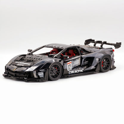 Trilumity Building Block Set: 1:8 Lamborghini Aventador Svj Lbwk | Electroplated Black Custom Bull Widebody Supercar