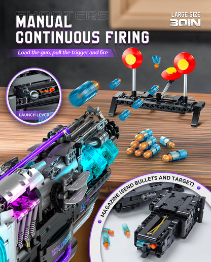 Trilumity 2 in 1 Transforming Electric Space Gun and Robot Building Toy, Futuristic Mechanical Interactions and Building Block Set, 3,037-Piece