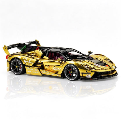 Trilumity Motorized Building Block Set: 1:8 The Ultimate Italian Hybrid Hypercar Evo | Gold Plating Custom Edition (4058Piece)