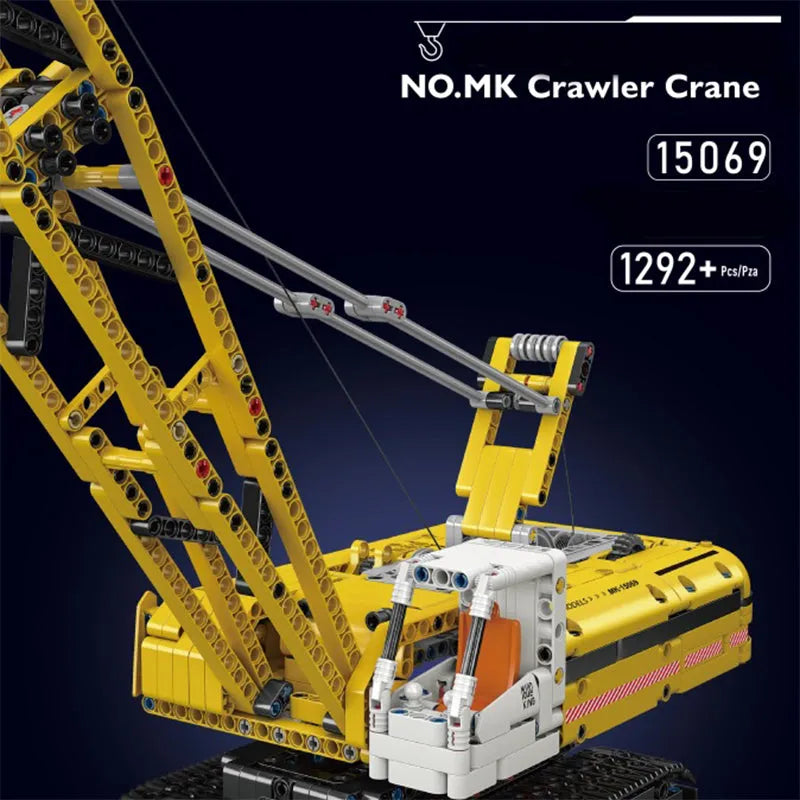 Mould King MOC Building Block Set: Motorized Yellow Crawler Crane, Model 15069