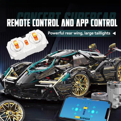 Trilumity Motorized Building Block Set: 1: 8 Lamborghini Lambo V12 Vision GT, Cyberpunk Style, Electric Opening and Closing Cockpit (2472-Piece)