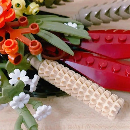 MOC Building Block Set: Romantic Love Bouquet Idea Dried Flower Centerpiece, Model 99032