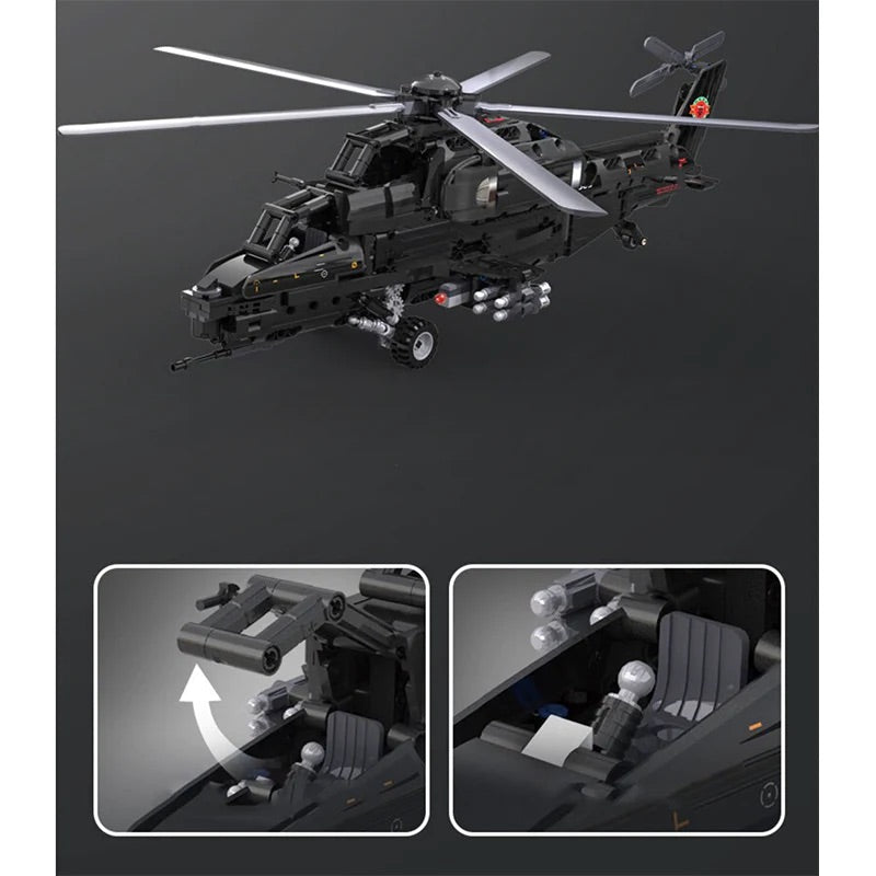 Trilumity WZ-10 Helicopter Building Block Set, Remote Control, 1,029-Piece