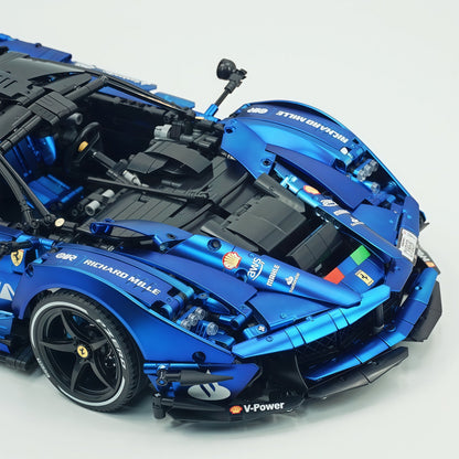 Trilumity Motorized Building Block Set: 1:8 The Ultimate Italian Hybrid Hypercar Evo | Matte Sapphire Blue Custom Edition (4058Piece)