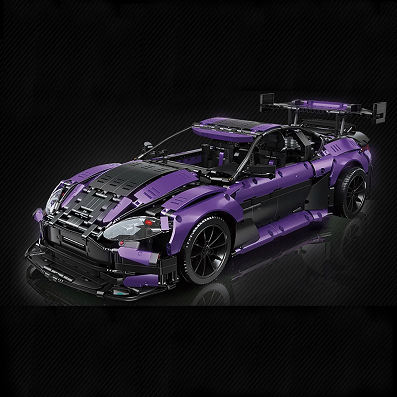 Trilumity Building Block Set: 1: 8 Aston Martin Vantage GT3 Supercar Set, Legendary Racing Dna | Jaw-Dropping Purple Finish (3850-Piece)
