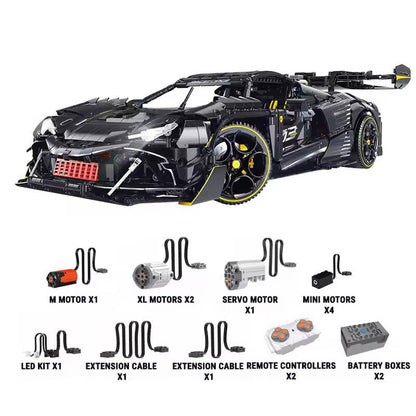 Trilumity Motorized Building Block Set: 1:8 The Ultimate Track-Built Ferrari 296 Supercar (3729-Piece)