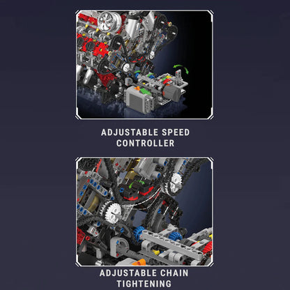 Trilumity Motorized Building Block Set: The Ultimate F488 V8 Engine (2717-Piece)