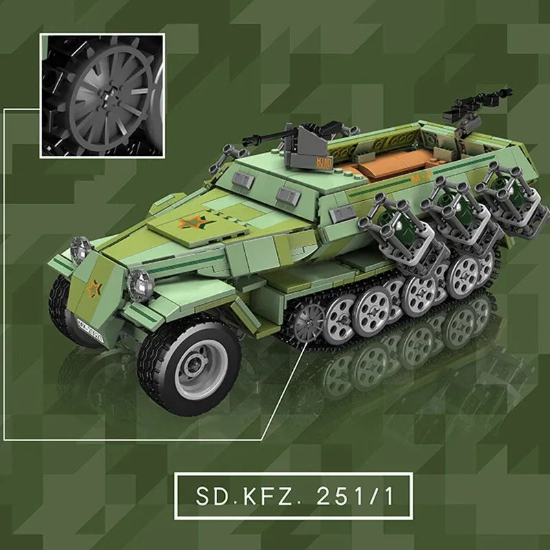 Mould King Building Block Set: Motorized Semi Tracked Armored Vehicle, Model K20027