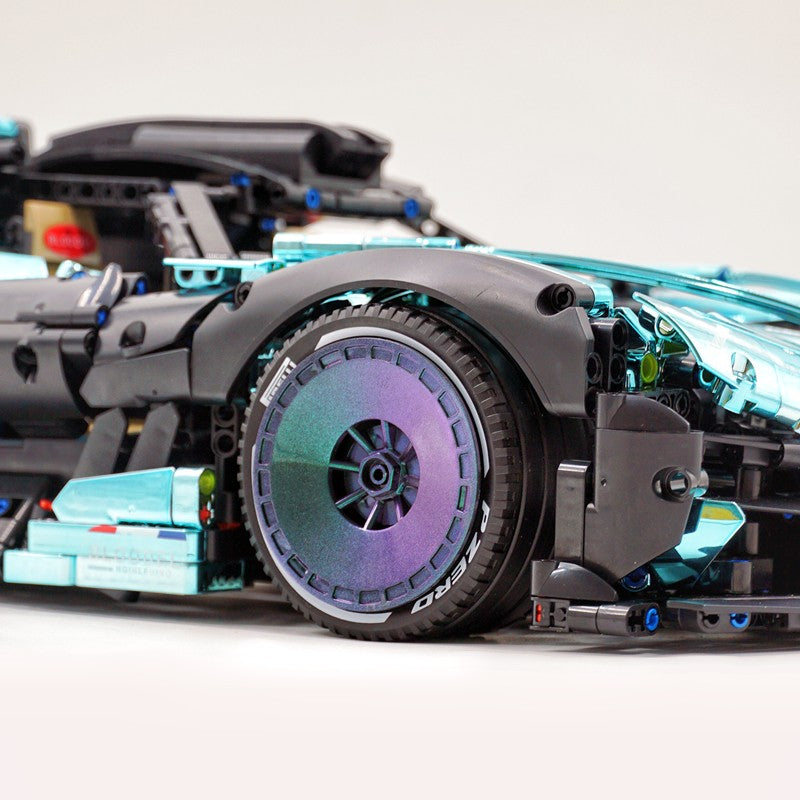 Trilumity Bugatti Bolide W16, Electroplating Lake Blue Customized Version Building Block Set, 1:8 Scale, Remote Control, 3,588-Piece