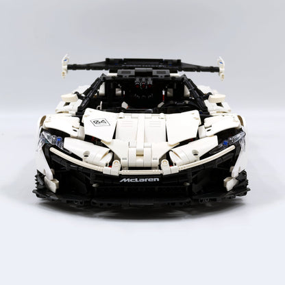 Trilumity Motorized Building Block Set: 1: 8 British Hybrid Hypercar White Goddess Supercar Building Sets with Remote Control, Electric lift tail