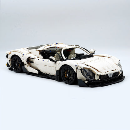 Trilumity Motorized Building Block Set: 1: 8 Alfa Romeo 33 Stradale Supercar, White Goddess Customized Version (3861-Piece)