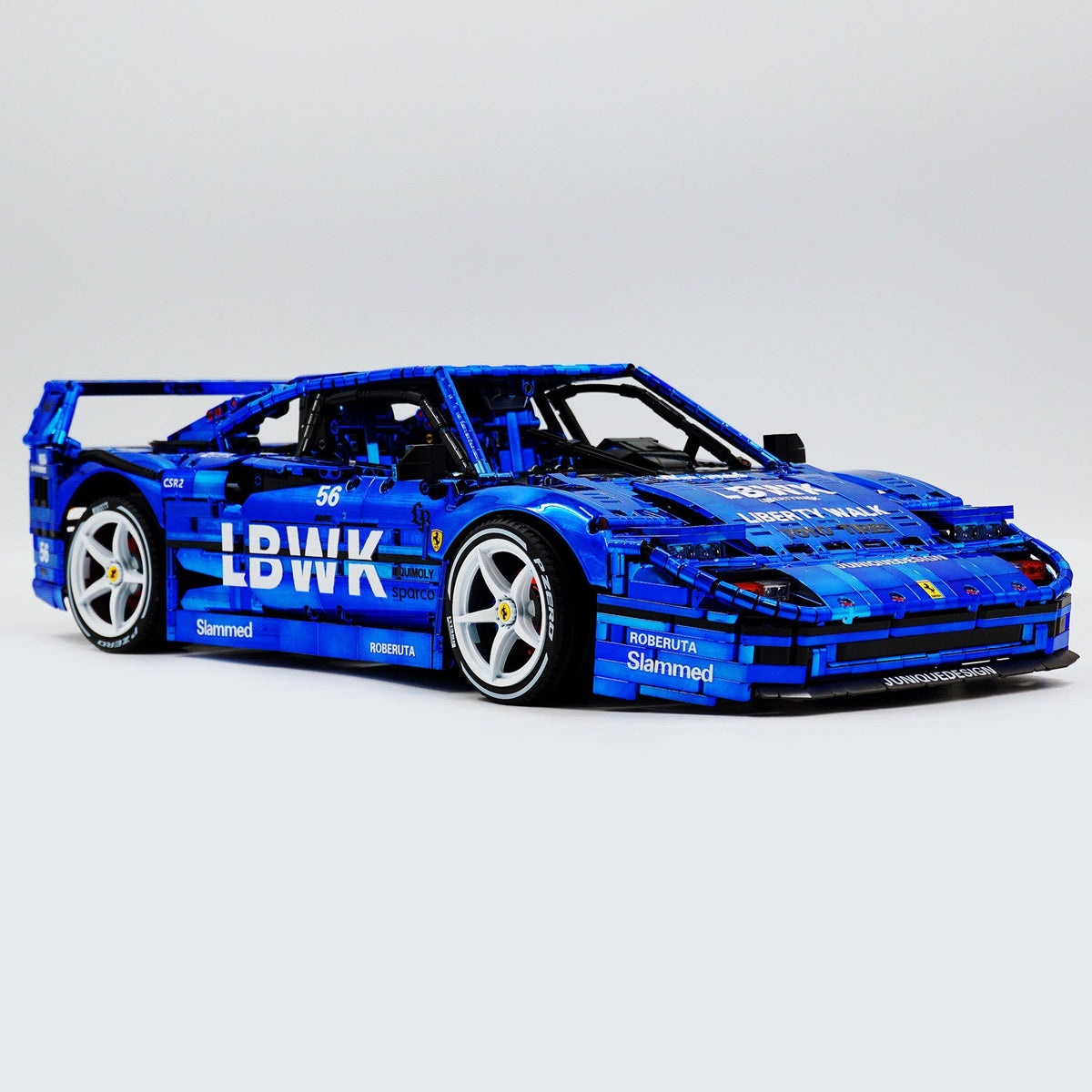 Trilumity Building Block Set: 1:8 The Ultimate 80s Turbo Icon Supercar | Lb Style Electroplated Mirror Royal Blue Edition (4026-Piece)