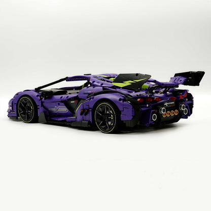 Trilumity Motorized Building Block Set: 1:8 Comet Purple Lamborghini Supercar with Remote Control – Electric Features, V10 Engine, and Custom Starry