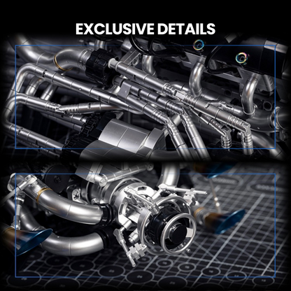 Trilumity Building Block Set: Burnt Blue V8 Performance Engine | Premium Motorised Engine Model | 1:8 Scale | 2774-Piece