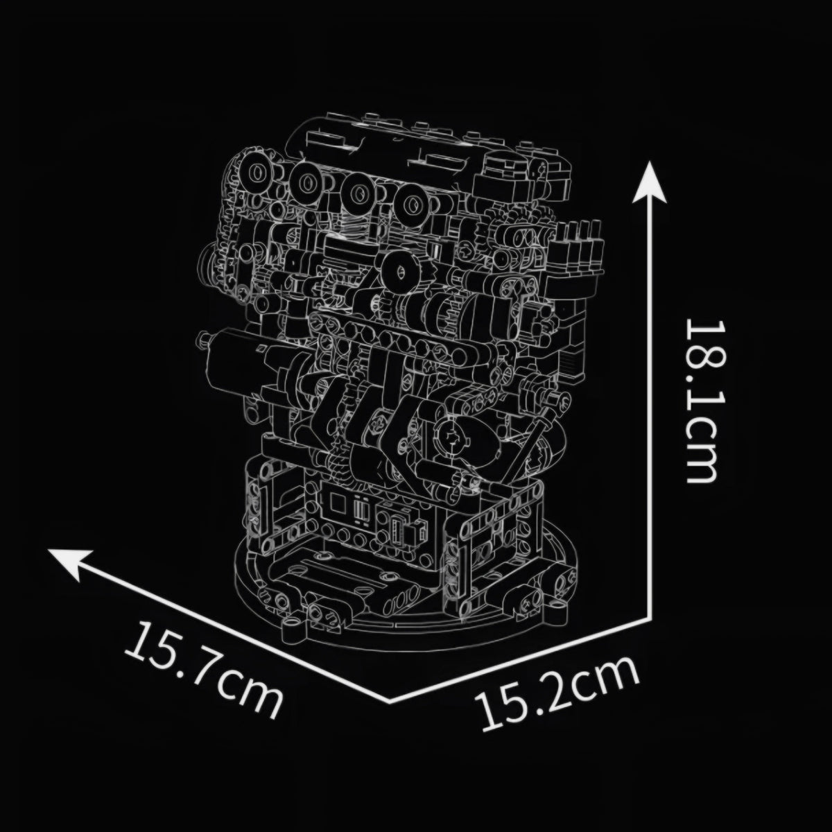Trilumity Motorized Building Block Set: Jdm Vvt Performance Engine | Variable Valve Timing Engine Model | 772-Piece