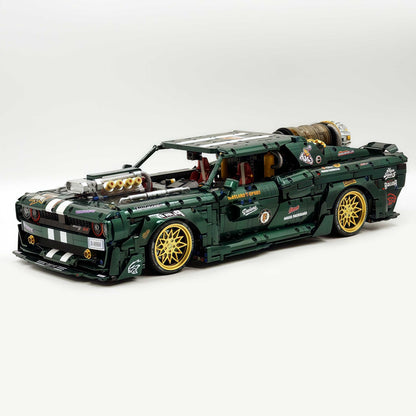 Trilumity Motorized Building Block Set: 1: 8 Dodge Challenger, Pearlescent Green Paint Customized Version (3751-Piece)