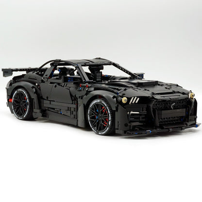 Trilumity Building Block Set: 1: 8 Ford Shelby Gt500, Matte Black Customized Version (3400Piece)