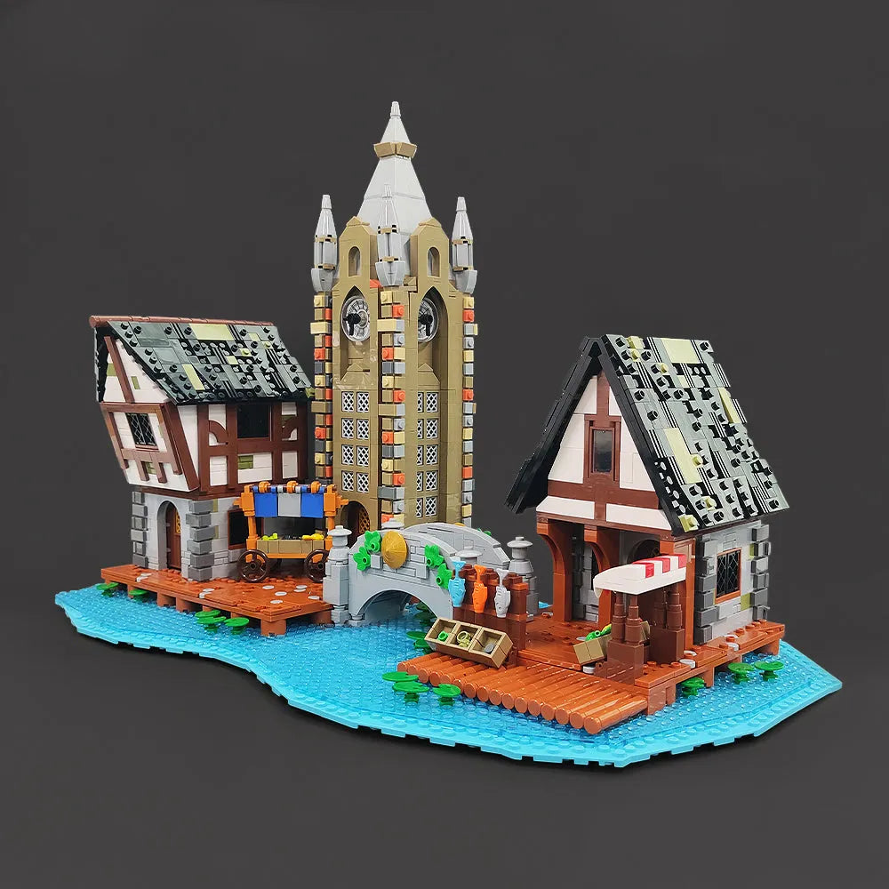 JieStar MOC Building Block Set: Medieval Town Market, Model 89150