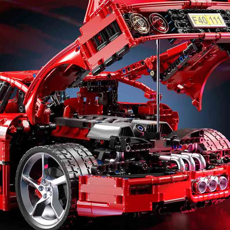 JieStar MOC Motorized Building Block Set: Ferrari F40 Racing Sports Car, Model X001