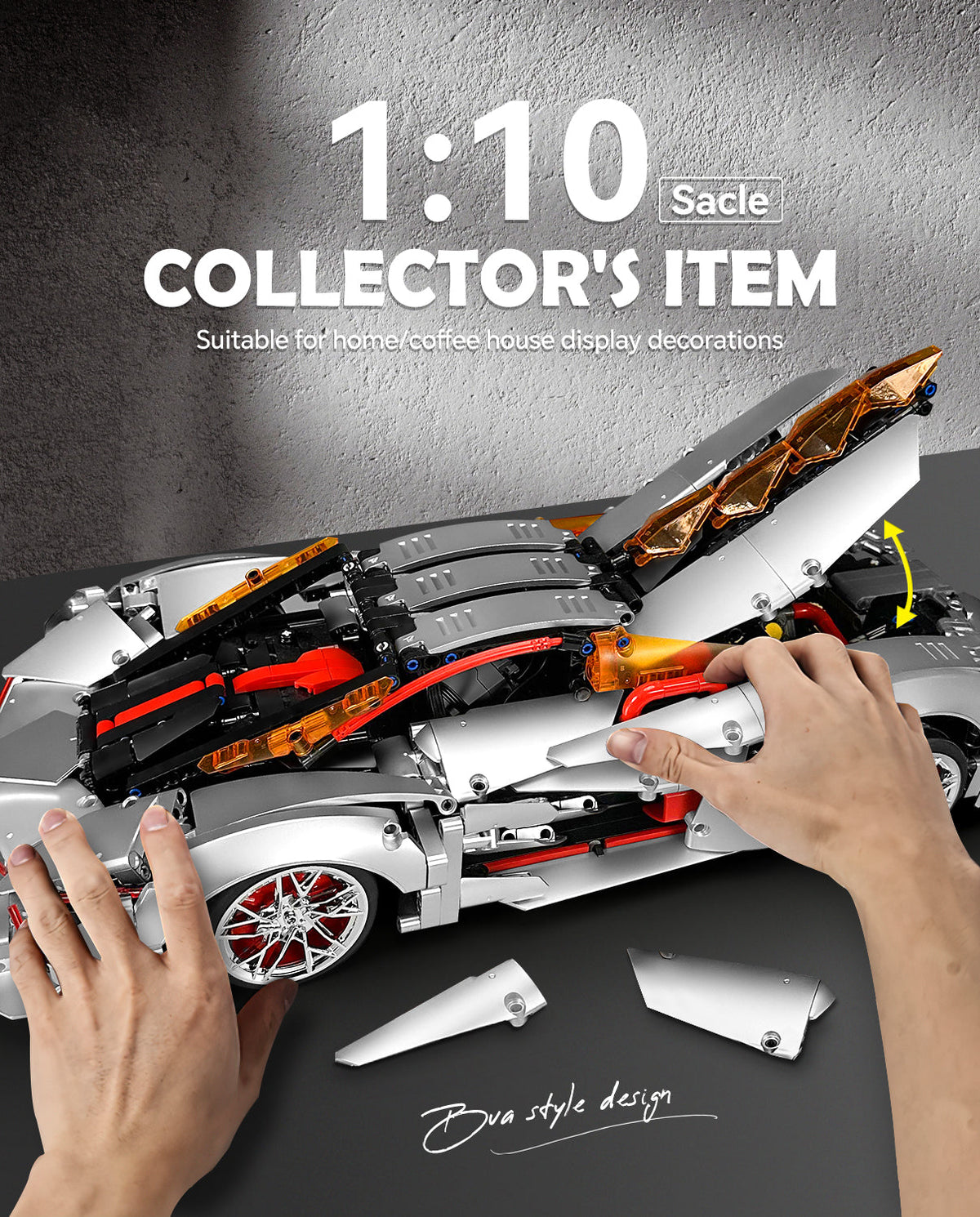 Trilumity Building Block Set: 1:10 Lamborghini Three Thousand Years Sports Car Building Sets (2130-Piece)