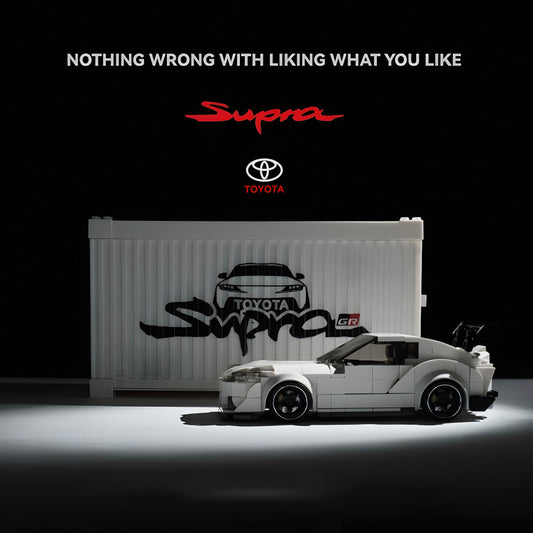 Trilumity Building Block Set: 1: 24 Toyota Supra Mk5 with Container Display Case (368-Piece)