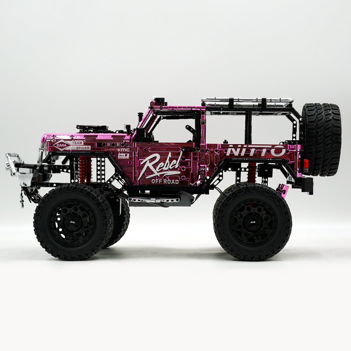 Trilumity Jeep Wrangler Off-Road Electroplating Pink Limited Edition Building Block Set, 1:6 Scale, Remote Control, 2,121-Piece