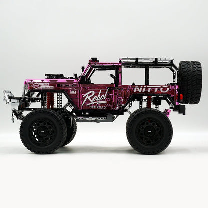 Trilumity Jeep Wrangler Off-Road Electroplating Pink Limited Edition Building Block Set, 1:6 Scale, Remote Control, 2,121-Piece
