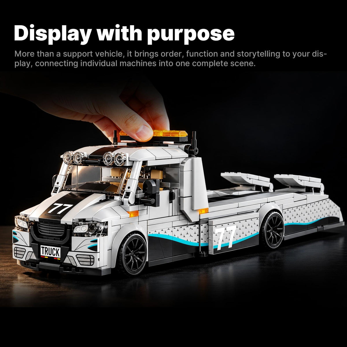 Trilumity Building Block Set: Flatbed Car Transporter | 672-Piece