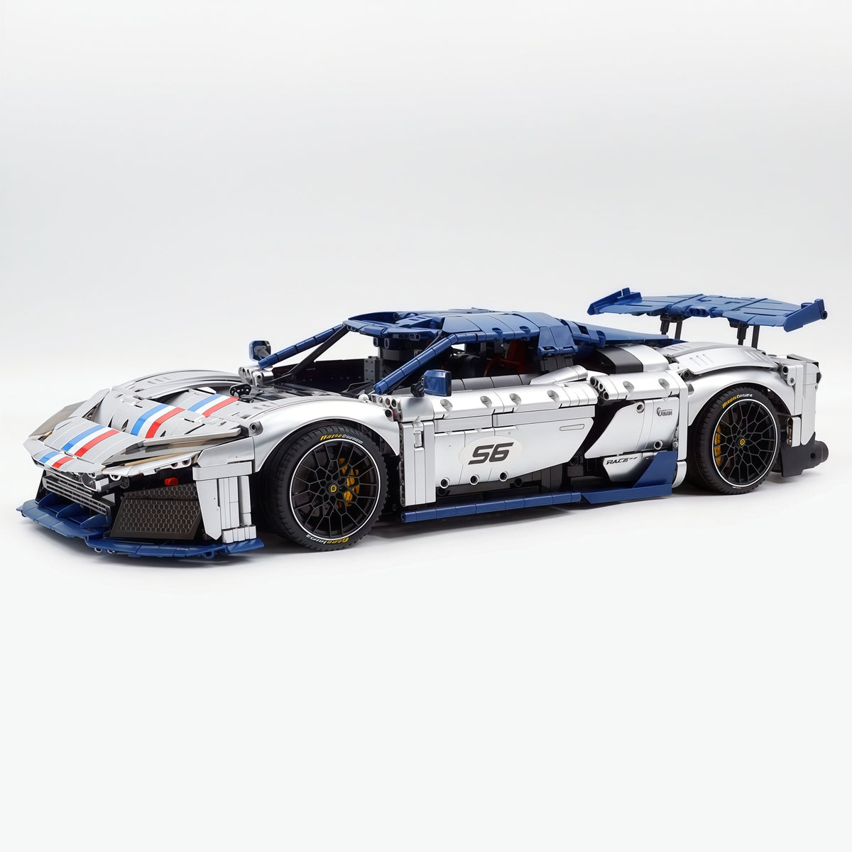 Trilumity Building Block Set: 1:8 The Ultimate 2025 Hybrid Hypercar | Remote Controlled V6 Prancing Horse Hypercar | Silver Limited Edition
