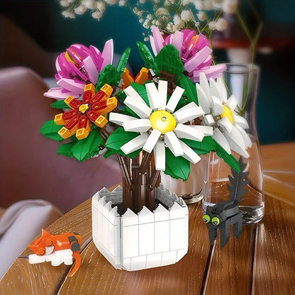 JieStar Building Block Set: Chrysanthemum Potted Plant, Model JJ9036
