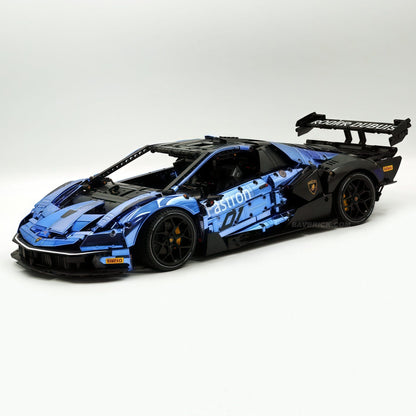 Trilumity Building Block Set: 1: 8 The Ultimate Lamborghini Essenza Scv12, Mirror Blue Plated Limited Edition (4100+Piece)