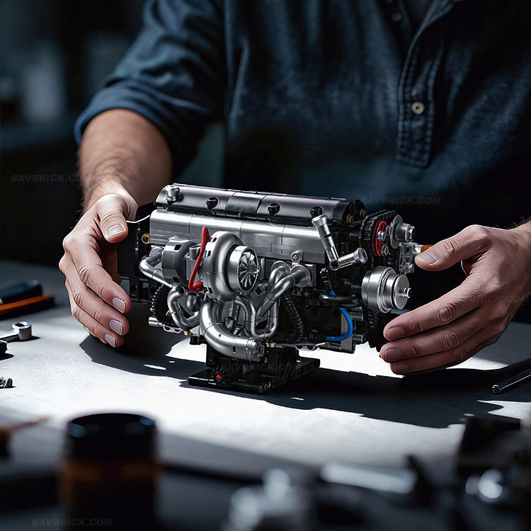 Trilumity Building Block Set: 2Jz-Gte Engine | Single Turbo Japanese Inline 6 Engine(974Piece)
